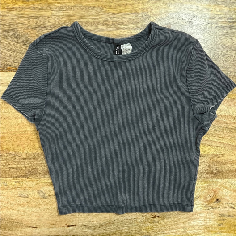 H&M Grey Overdyed Crop Top